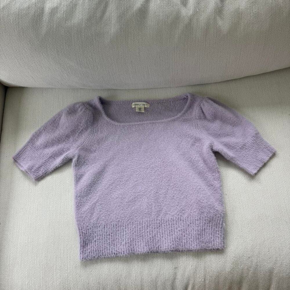 Happily grey lavender puff sleeve sweater